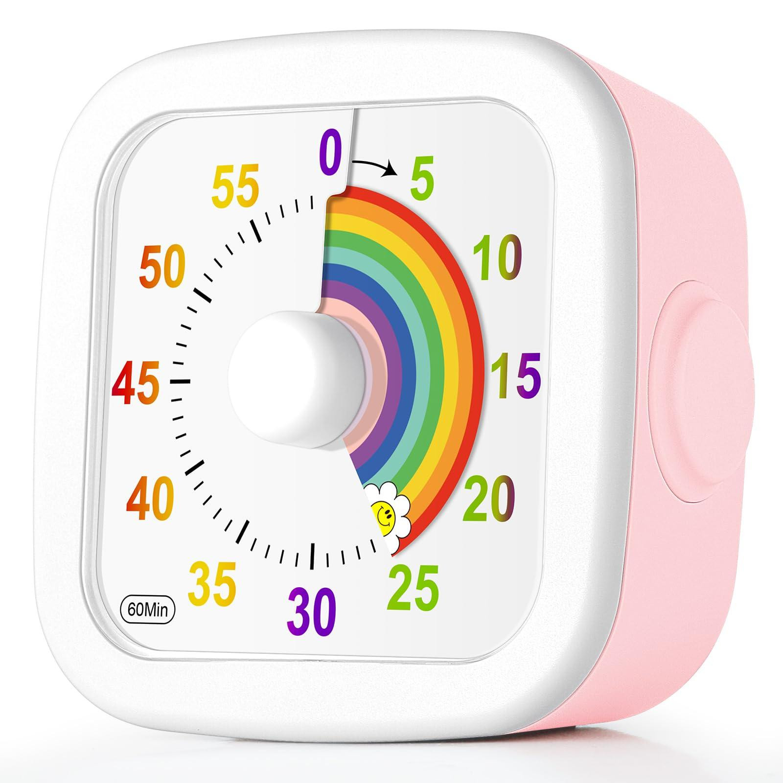 Dripio Visuele Timer met Regenboogdesign, 60 minuten, Roze