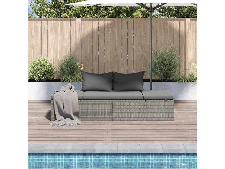 Stable&Durable - Gris - Lit de jardin Gris 195x60 cm Résine tressée - Chaise longue 2 personnes HS182423092
