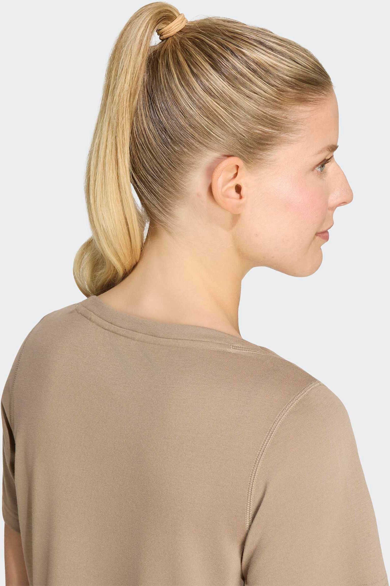 T-Shirt ADIDAS PERFORMANCE "WE MIN SCP TEE", Damen, Gr. XL, beige (khaki six), Obermaterial: 70% Polyester, 30% Viskose, normal, Rundhals, Shirts T-Shirt, für sportliche Looks im Alltag und beim Training, ohne Verschluss khaki six XL
