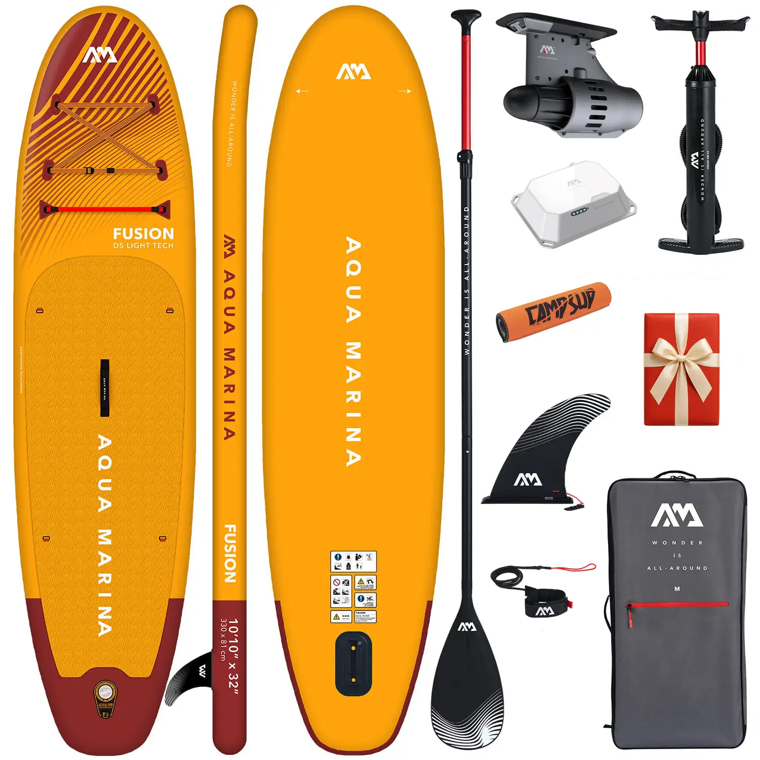 Aufblasbares SUP Set Aqua Marina Fusion 330 cm mit Motor BlueDrive S + Boje für Paddel + Geschenk