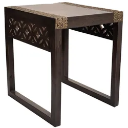 TISCH aus Metall und Holz, grau, 35x40x43cm