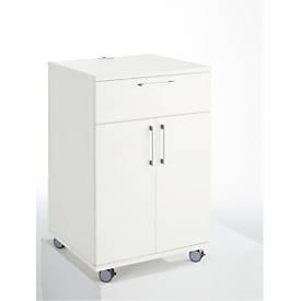 Catering-Caddy, mit Kühlschrankfach und Klappfach, B 650 x T 600 x H 1000 mm, ohne Kühlbox, weiss