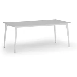 Konferenztisch PRIMO OMEGA, 180x90 cm, weißes Metallgestell, grau