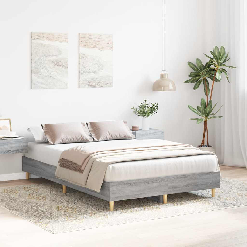 Alpen Home Bed Frame No Mattress Engineered Wood Grey Sonoma 143 x 193cm