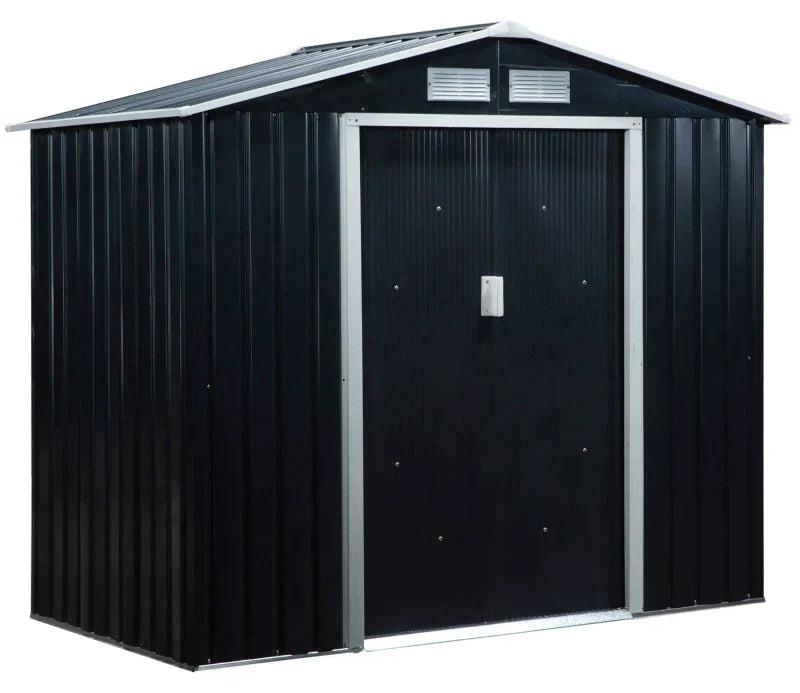 Gartenhaus aus Metall mit Schiebetüren | Farbe: Anthrazit | Abmessungen: 130x213x185 cm