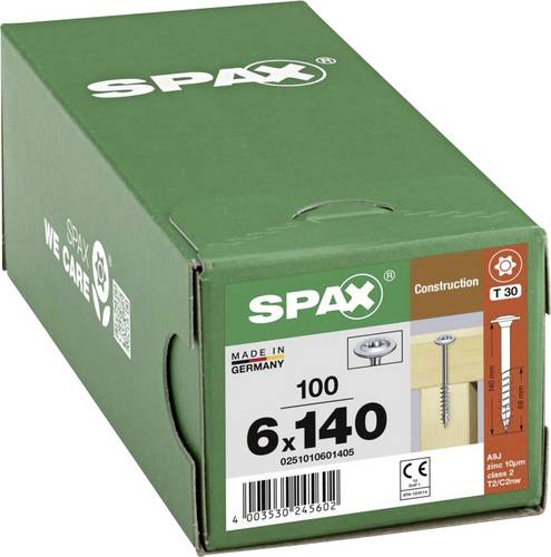 SPAX 0251010601405 R 88193 m.Spitze/T-STAR Holzschraube 6 mm 140 mm T-STAR plus Stahl WIROX 100 St.