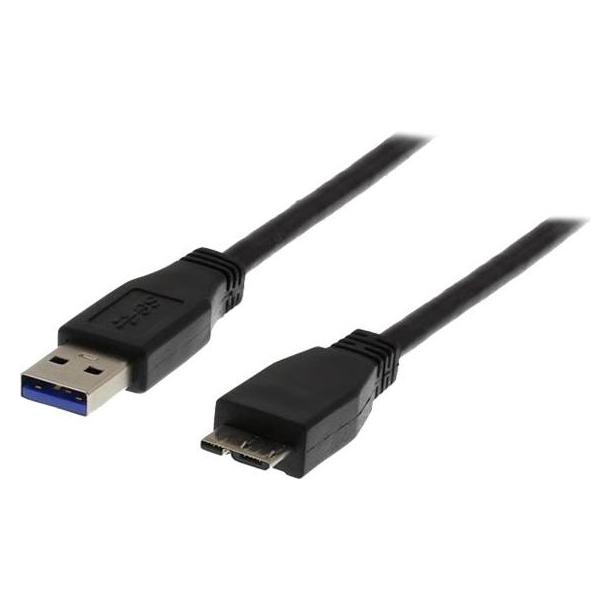Deltaco USB 3.0 kabel, Typ A hane - Typ Micro B hane, 2m, svart (2 m, USB 3.2 Gen 1, 5 W) (USB3-020S)