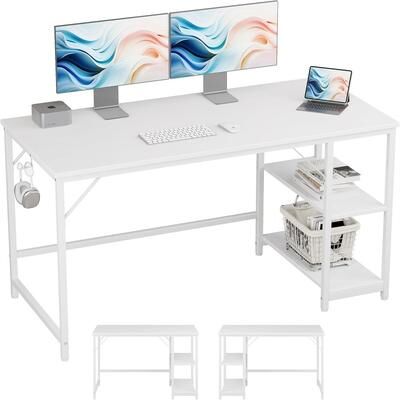 No Small Study Writing Desk with Wooden Storage Shelf