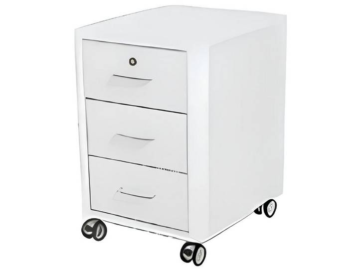 Xlmoebel Rollcontainer Moderne weiße Kommode aus Holz mit Rollen für stilvolles Büro, (Kommode), Hergestellt in Europa