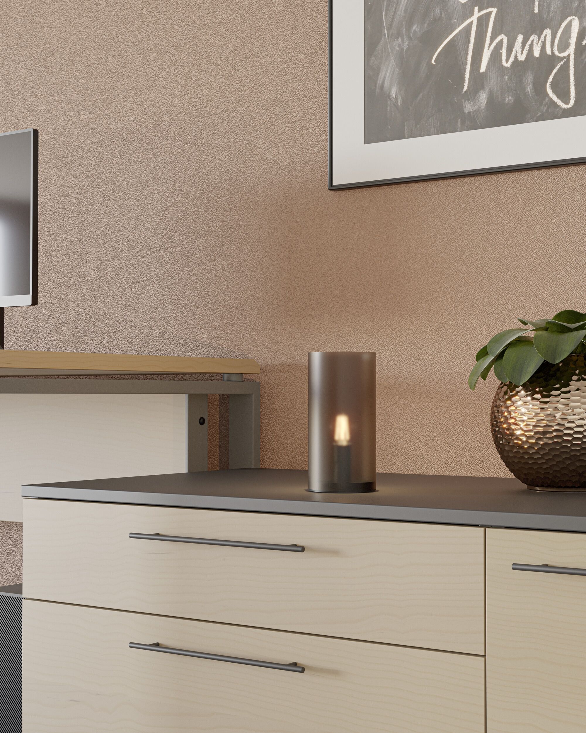 EGLO Tischleuchte "GEO Tischlampe - E14 - 1X40W - IP20 - zylinderförmig", beige (sandfarben), 1, Ø 10cm H: 20cm, 1 Stk., Leuchten, Nachttischlampe, Ø10 x H20 cm, sandfarben, Schlafzimmerlampe, Tischleuchte