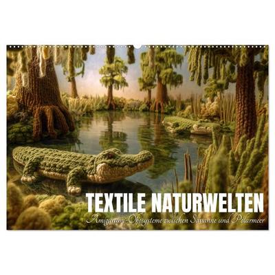 Textile Naturwelten. Amigurumi-Ökosysteme zZwischen Polarmeer und Savanne (Wandkalender 2027 DIN A2 quer), CALVENDO Monatskalender