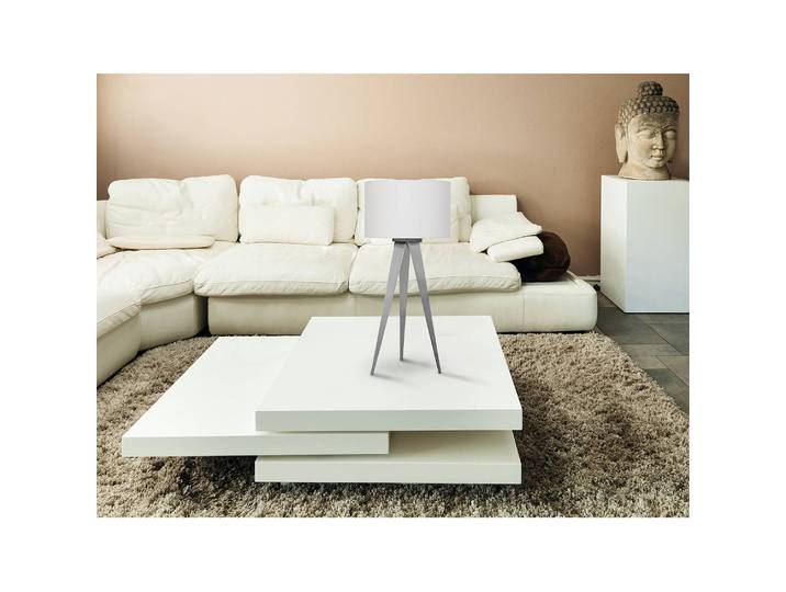 Lampe Tripod Ø 28cm Blanc/Blanc/Argenté Coton E27