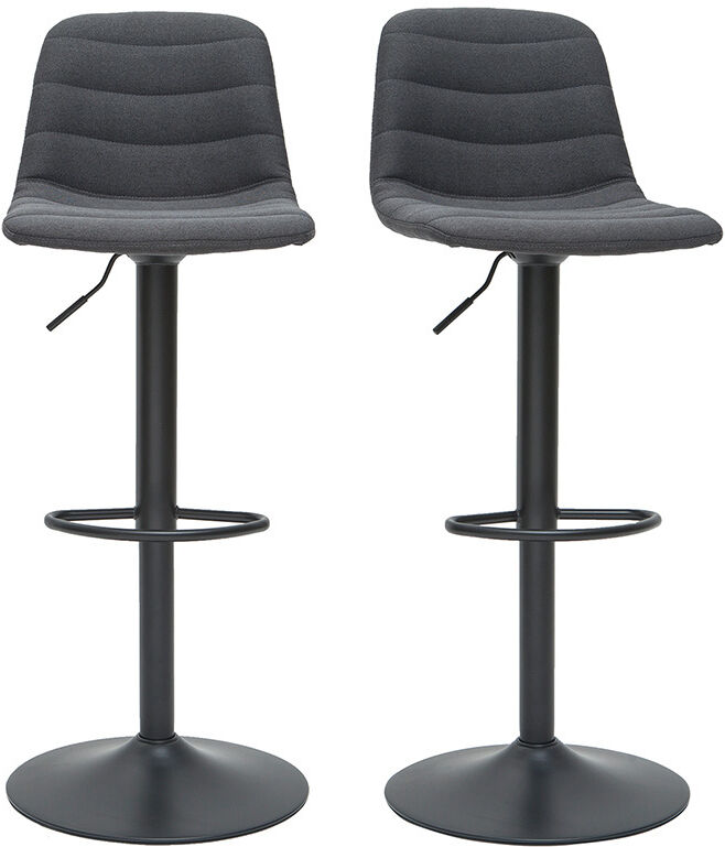 Miliboo Höhenverstellbare, um 360° drehbare Barhocker aus Stoff und dunkelgrauem Metall (2er-Set) SAURY