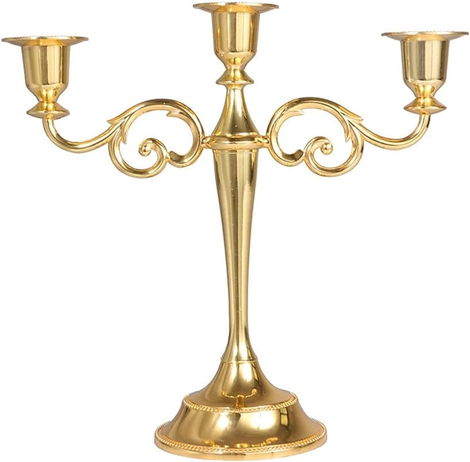 Retro 3-armige metalen candelabra in goud voor decoratie en bruiloften