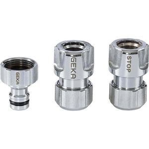 GEKA Schlauchverbinder plus Basisset, 46.0887.8, 3-teilig, Steckverbinder-Set für 13mm (1/2 Zoll), mit Hahnverbinder