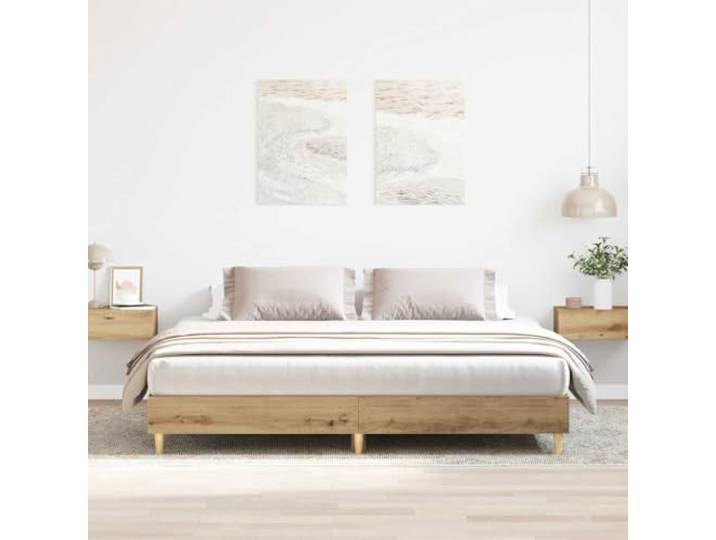RJPLMFV Bettgestell, 180 x 200 cm, Holz, Eiche Niedriges Design, inklusive Lattenrost, glatte Oberfläche, feuchtigkeitsbeständig