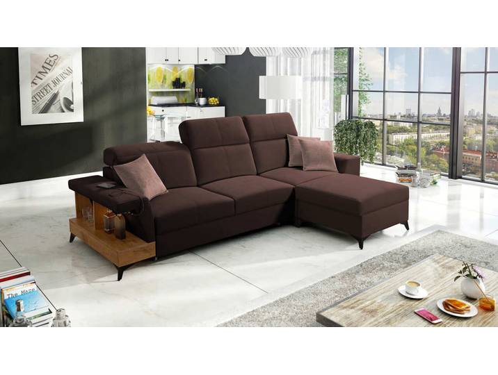Best for Home Ecksofa Ecksofa mit Schlaffunktion, Ablageelement und verstellbaren, Ecksofa mit USB & Beleuchtung, hat zwie USB-Anschluss