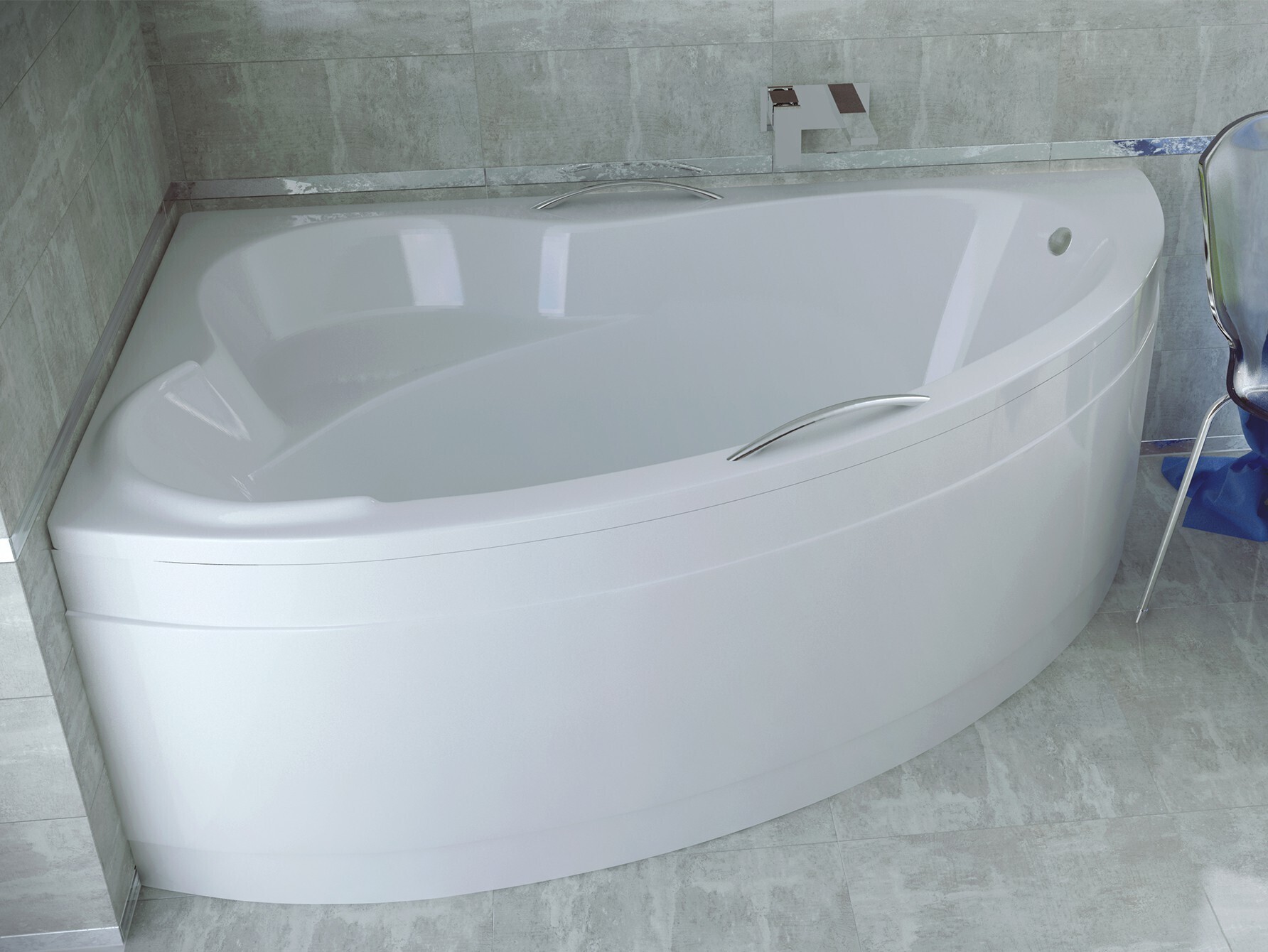BADLAND Eckbadewanne Badewanne Ada 160x100 Links mit Acrylschürze und Handgriffe | Ablauf & Füße GRATIS !