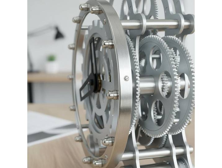 Horloge mécanique à engrenages en acier inoxydable, décoration de table pour bureau, maison