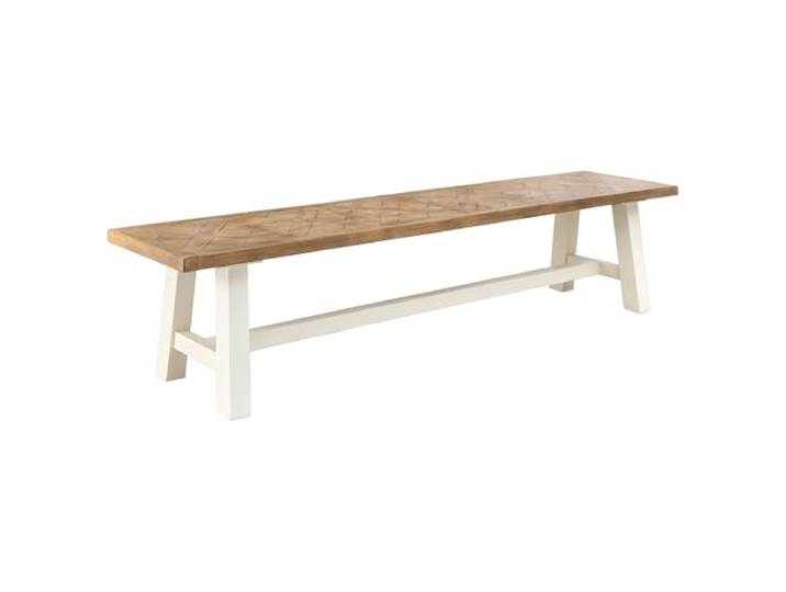 Riess Ambiente Sitzbank Hamptons - 160x38cm - Hellbraun - Pinienholz lackiert, hohe Belastbarkeit, natürliche Maserung, stabiles Gestell, Landhausstil, Ablagefläche, vielseitig einsetzbar