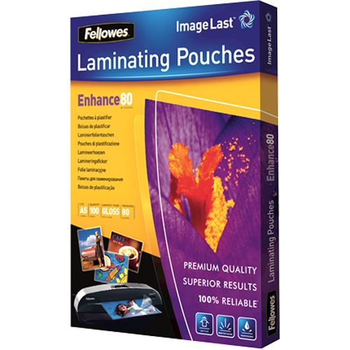 Fellowes glänzende Laminierfolientaschen, A5, 154 x 216 mm, 80µm