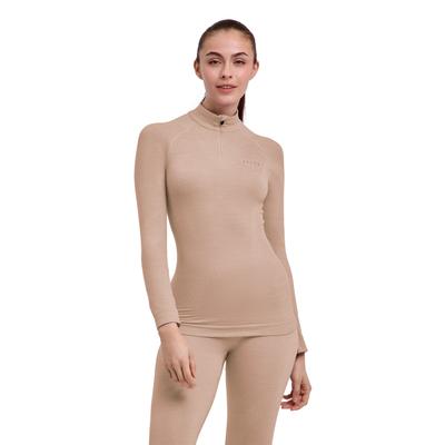 Langarmshirt FALKE "FALKE Langarmshirt", Damen, Gr. XS, beige (straw (4700)), Shirts Langarmshirt