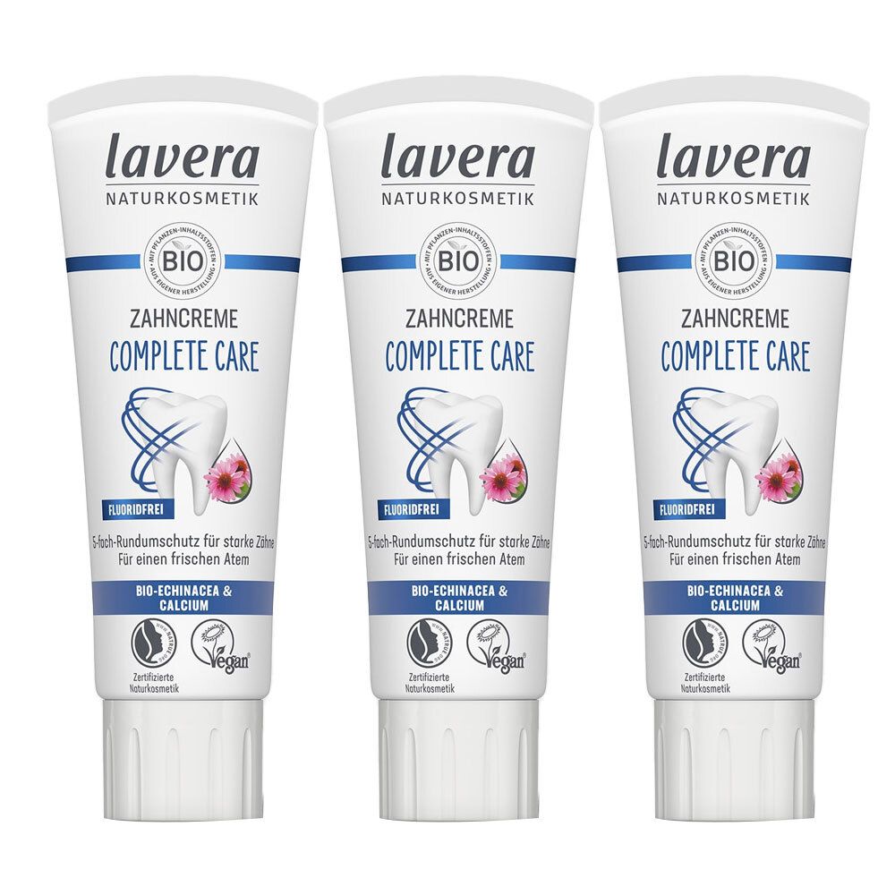3x Lavera Zahncreme, Complete Care Fluoridfrei 3x75 ml Zahncreme