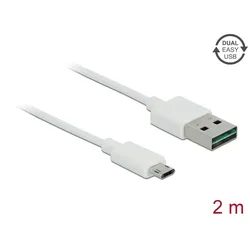 Delock Kabel EASY-USB 2.0 Typ-A Stecker > EASY-USB 2.0 Typ Micro-B Stecker 2 m weiß