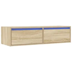 Helloshop26 - Platzsparender TV-Ständer im modernen Design mit LED-Beleuchtung 100 x 35,5 x 25 cm Sonoma-Eiche-Holzwerkstoff