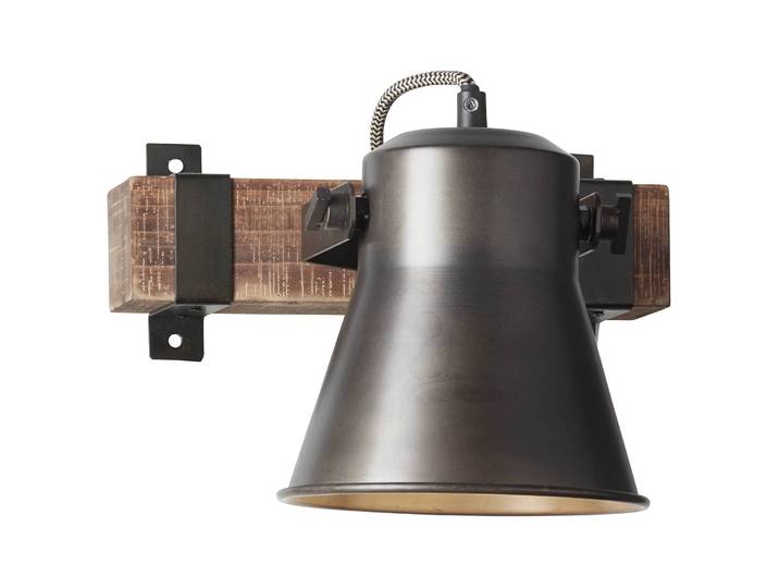 Wandleuchte Decca 24 x 25 x 17cm Schwarz Material: Metall, Holz teilmassiv Metallart: Eisen Oberfläche Holz: Gebeizt Oberfläche Metall: