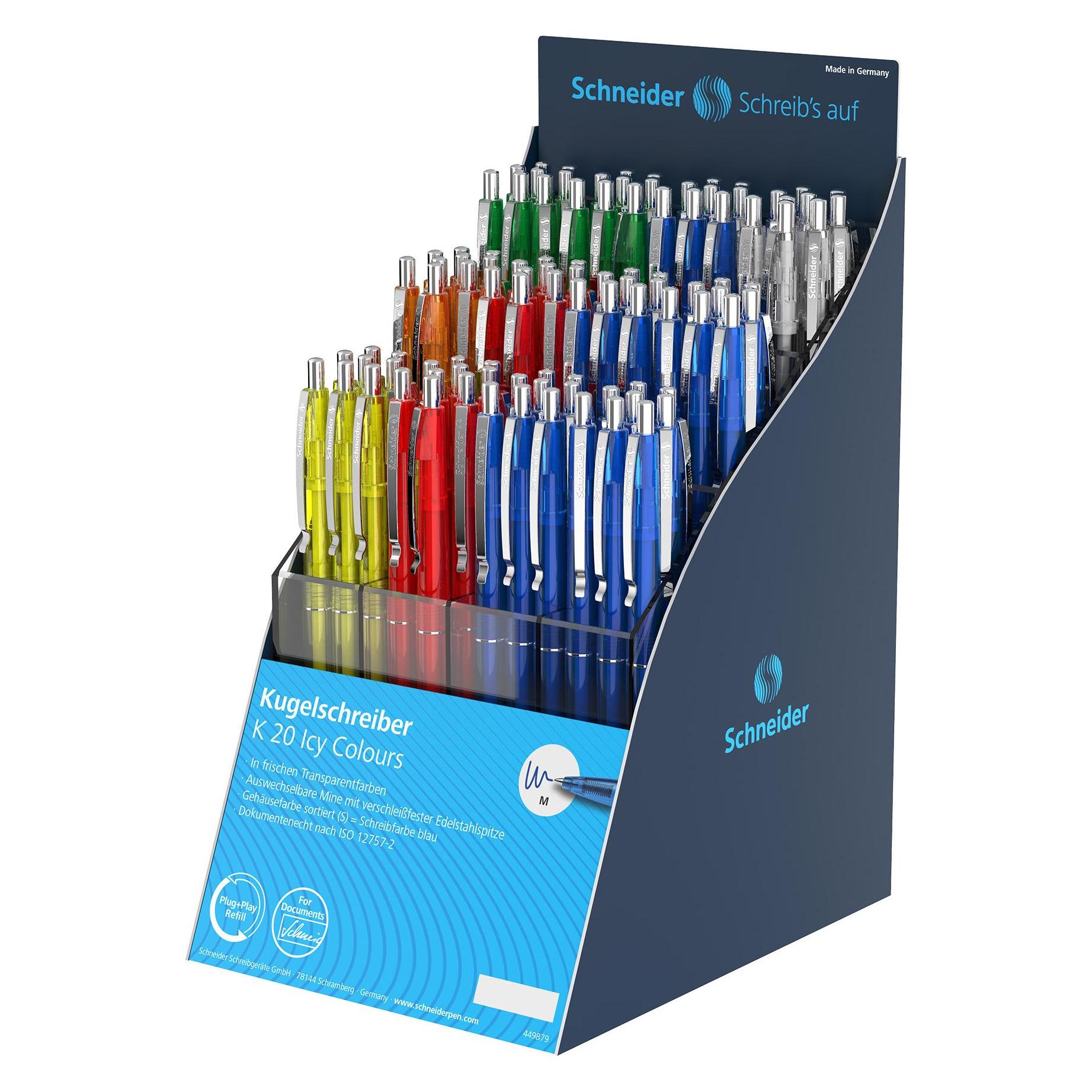 Schneider Kugelschreiber K20 ICY 004163 (assortiert), 100 Stück (100x) (004163)
