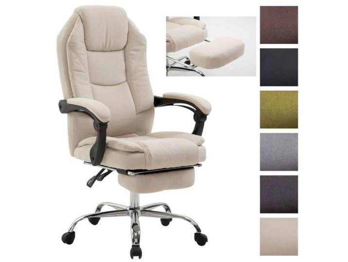 Fauteuil de Bureau Ergonomique - CLP - Castle - Tissu Crème - Réglable en Hauteur - Accoudoirs