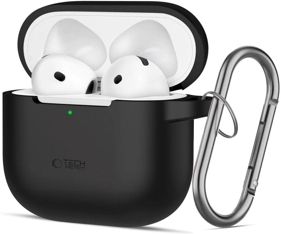 Tech-Protect Apple AirPods (5. & 4. Gen.) Silikone Cover m. Karabinhage - Sort