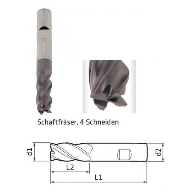 Elmag - Schaftfräser DM 20mm, 4-Schneiden TITANALUMINIUMNITRID für Werkstoffe bis 1200 N/mm² Zugfest (17273)