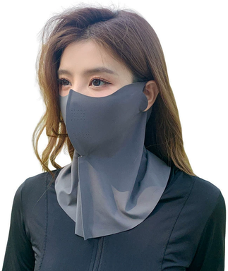 DynamicDeals Cooling Sun Protection Face Mask For Women Breathable UV Shield Cover dark Grey