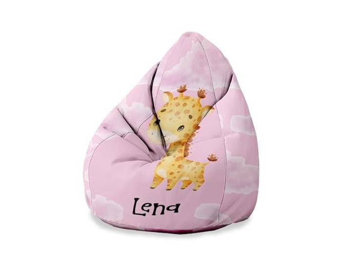 DreamRoots Sitzsack Kinder personalisiert 80x80x120, Cute Giraffe Personalisierte Geschenke Kinder, Bean Bag, Kindersitzsack, Kinderzimmer, mit Füllung, Sitzkissen Boden