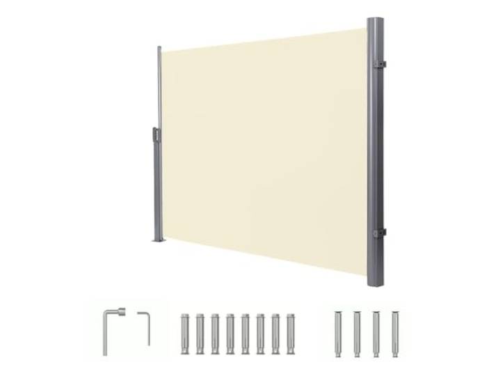 Windfester Trennvorhang for Den Innenhof, Push-Pull-Schirmtrennwand Mit Sichtschutz, Versenkbarem Terrassenschirm, Raumteiler-Windschutz For Terrasse, Hinterhof(Beige,1.6x6m/5x20ft)