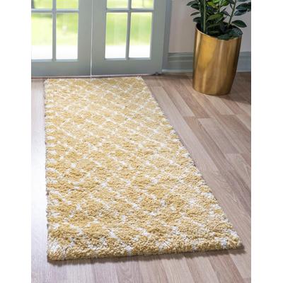 Hochflor-Teppich "Temara Shag, LAGERRÄUMUNG", gelb (gelb, elfenbeinfarben), B:79cm H:51mm L:183cm, Polypropylen (PP), MYFLAIR MÖBEL & ACCESSOIRES, Teppiche, gewebt, weich & kuschelig, ideal im Wohnzimmer & Schlafzimmer