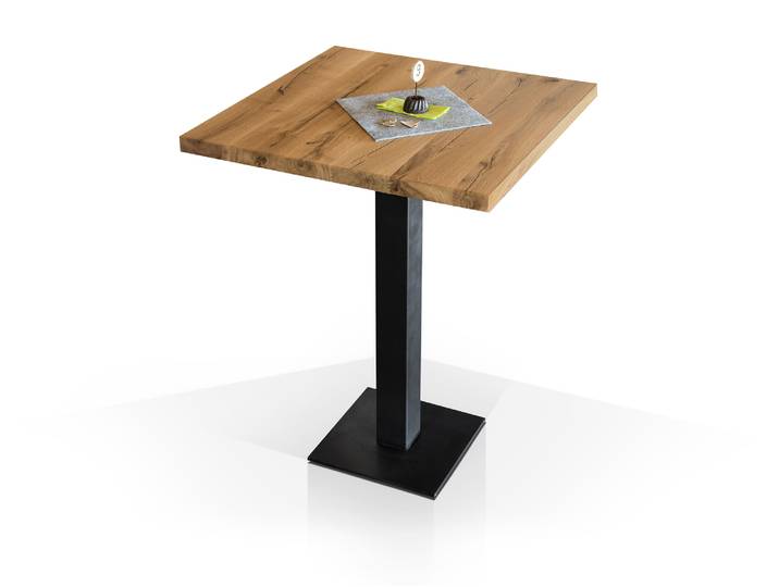 GASTRO Bartisch, Material Massivholz / Metall, Eiche lackiert