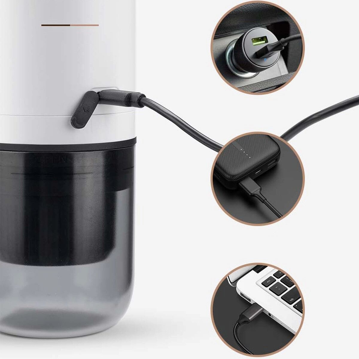 INF Tragbare Kapselkaffeemaschine, kompatibel mit Nespresso-Kapseln und gemahlenem Kaffee, Ein-Tasten-Espressomaschine Weiß