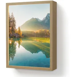 WANDLEUCHTE MIT AKKU See - Wald - Berge - Natur - Sonne - Landschaft LED 30x40 cm Wandlampe
