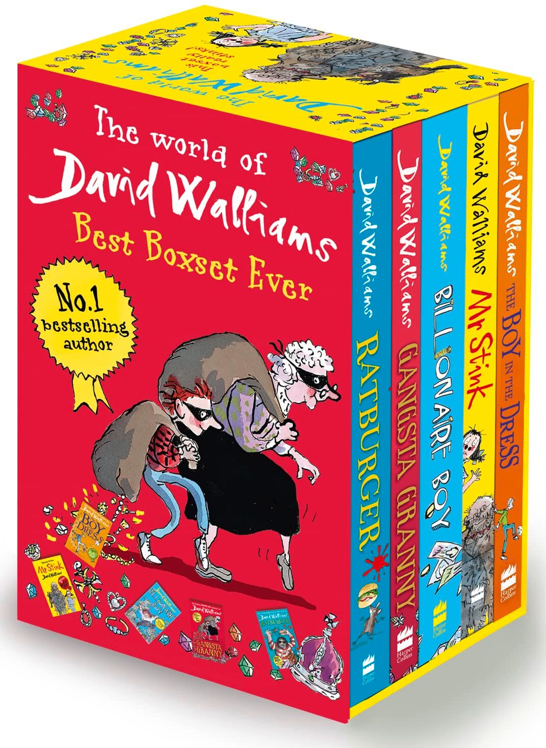 HarperCollins Children's Books David Walliams Series 1 Best Box Set Ever - 5 Books Paperback Collection - Ages 8-12 - Billionaire Boy, Mr Stink, Gangsta Granny & More