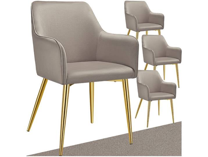 Armlehnstuhl Avane, Samtoptik, gepolstert - taupe, 4er Set