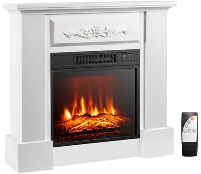 Costway 1400W TV Stand Electric Fireplace Mantel with Remote Control-White
