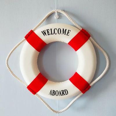 Inspired Living Nautical Welcome Life Buoy Wall Decor For Coastal Beach Homes red 14cm