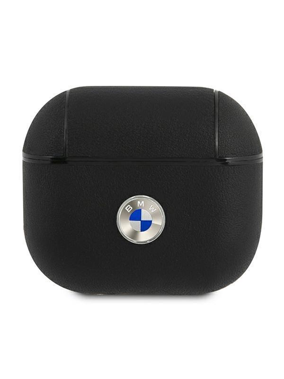 BMW Genuine Leather Silver Logo Case for AirPods 3 - Black