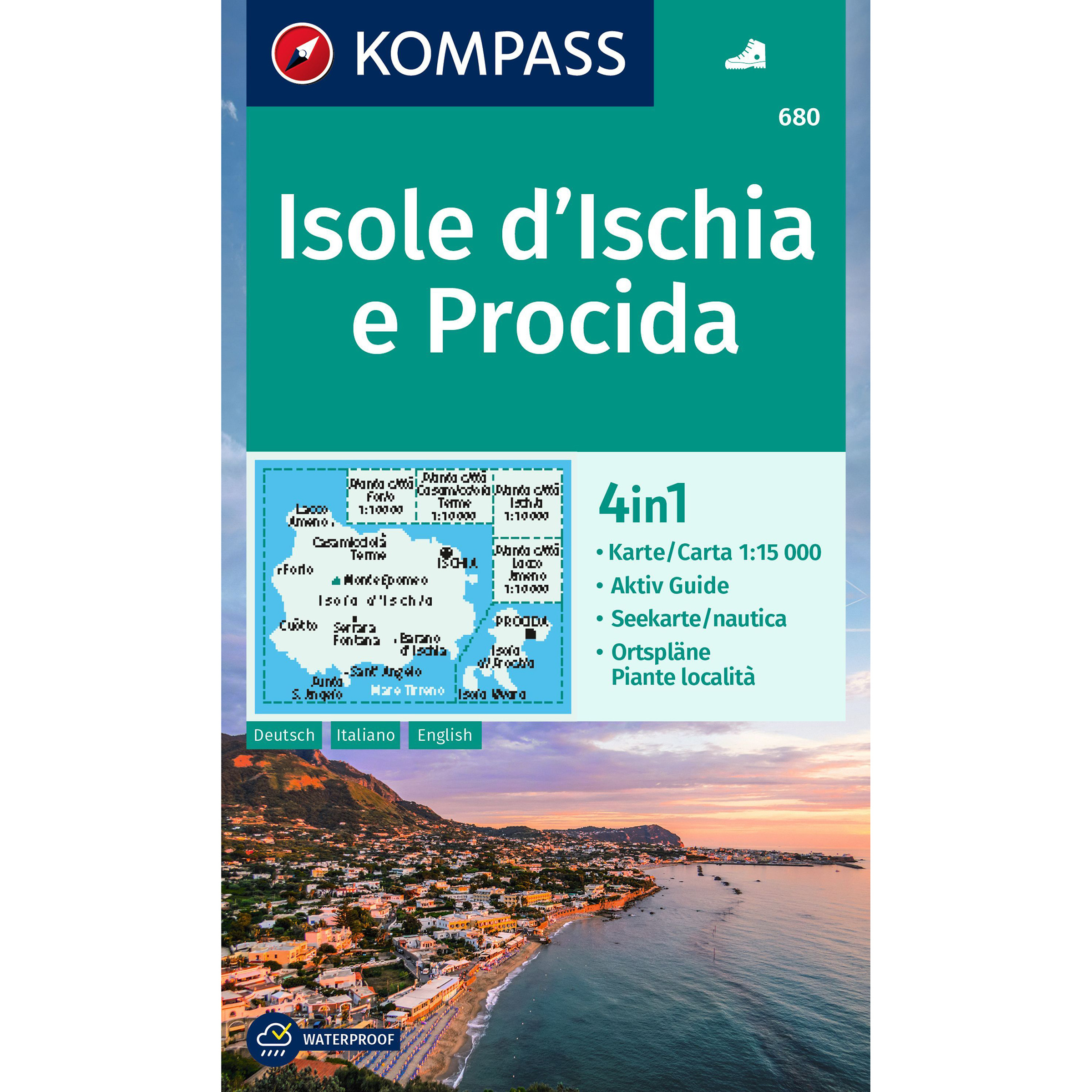 Kompass Verlag WK 680 Isole d'Ischia e Procida Topografische Karten akt. Nachaufl. 2023