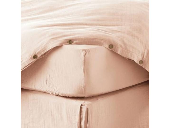 Drap Housse 200x200 cm Gaze de Coton Guimauve