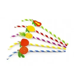 Mank Trinkhalm aus Papier FSC®, mit Obst, flexibel, Ø 6 mm / 24 cm, 50 Stück