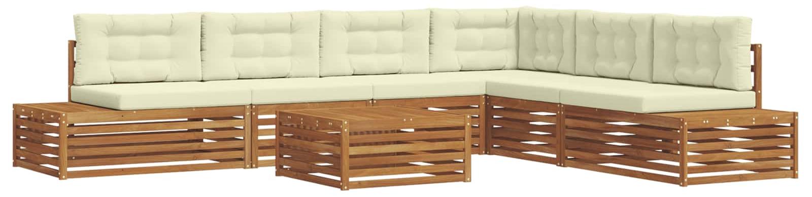 vidaXL 8 stk. Outdoor-Sofagarnitur Massives Akazienholz und Polyester